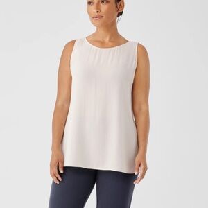 Eileen Fisher women’s Silk Georgette Crepe Ballet Neck Tank